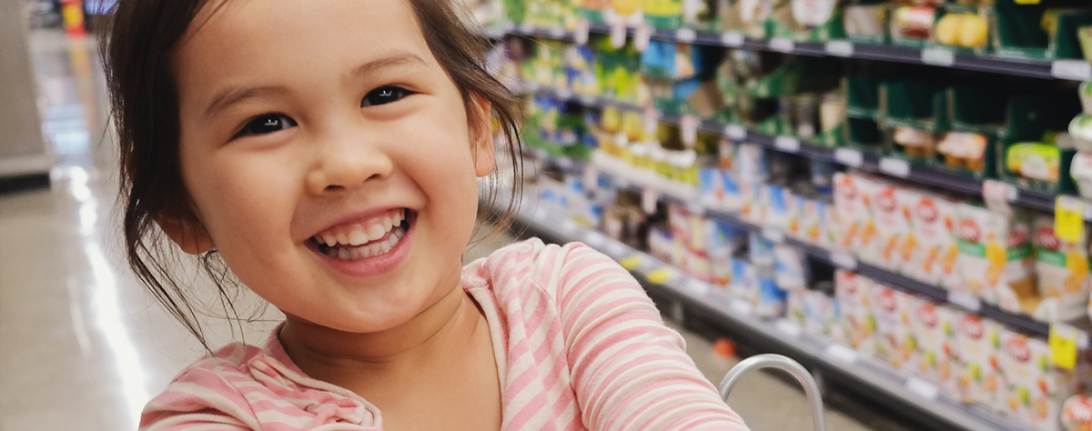 Supermarket shopping with kids